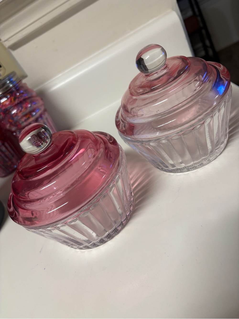 Pink/Clear Cupcake Glass Candy Dish Set (2)